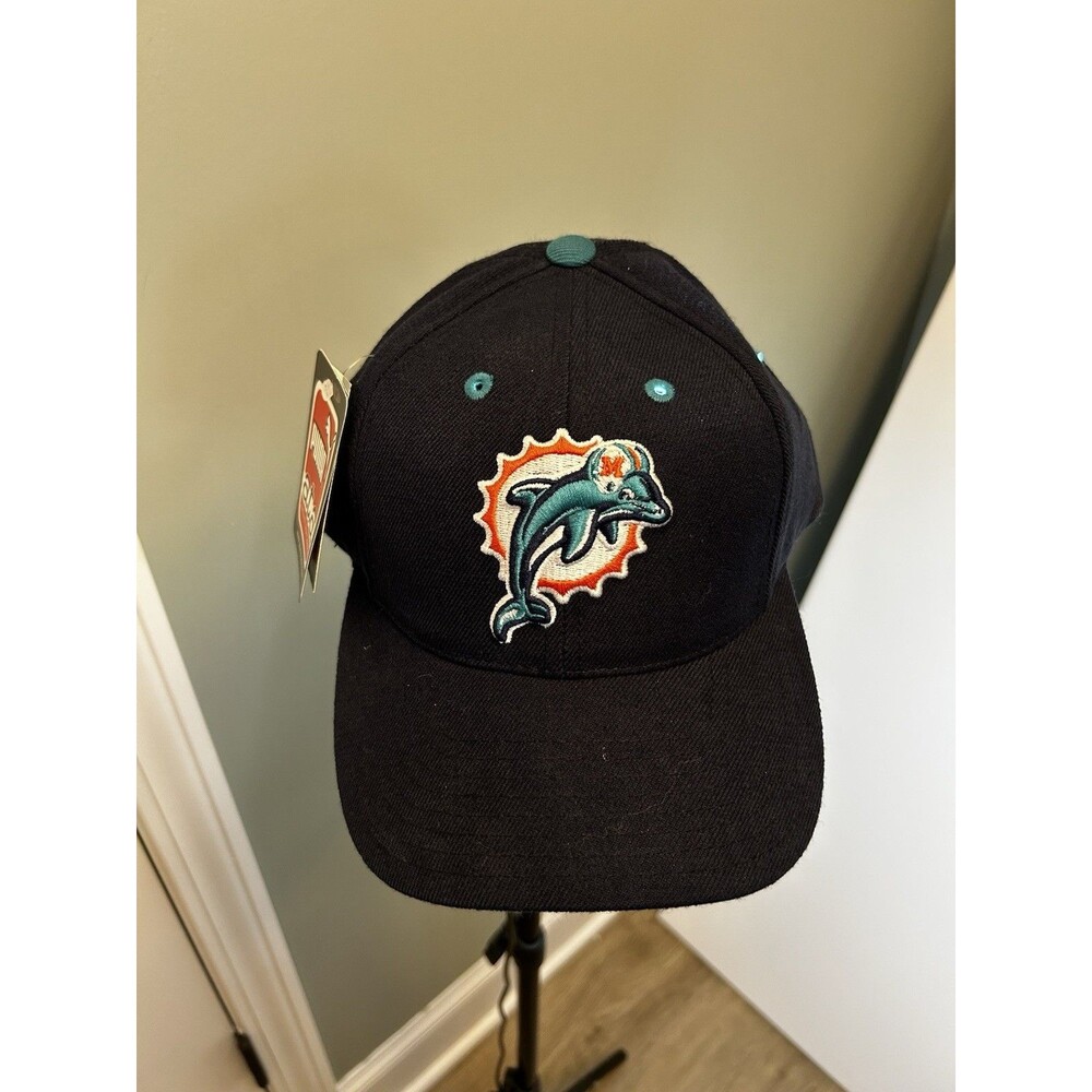 Vintage 90s Miami Dolphins Puma NFL Snapback Hat Navy Blue NOS Logo Cap Football - Picture 2 of 12